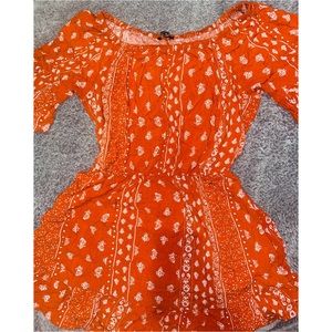 Orange floral paisley print dress